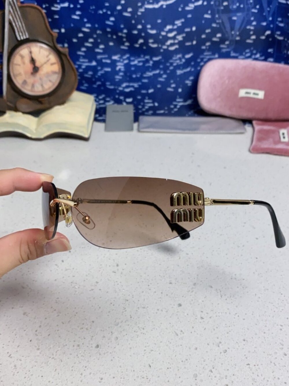Miu Miu Rimless Gradient Sunglasses with Logo Detail - Picture 7 of 10